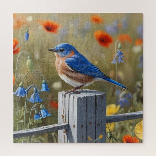 Kleine blauwe vogel puzzel (Verticaal)