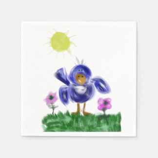 Kleine blauwe vogel van vreugde servet