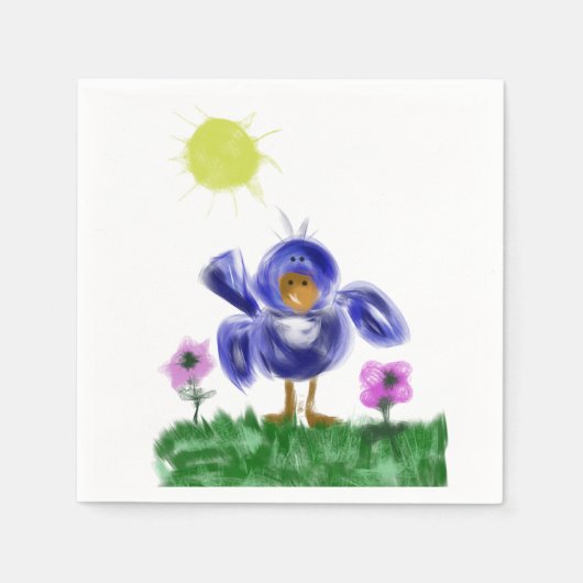 Kleine blauwe vogel van vreugde servet (Voorkant)