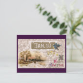 Kleine Blauwe Vogels Tweet Het Nieuwe Jaar Feestdagenkaart (Staand voorkant)