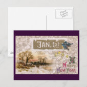 Kleine Blauwe Vogels Tweet Het Nieuwe Jaar Feestdagenkaart (Voorkant / Achterkant)