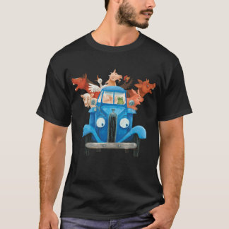 Kleine blauwe vrachtwagen met boerderijdieren Clas T-shirt