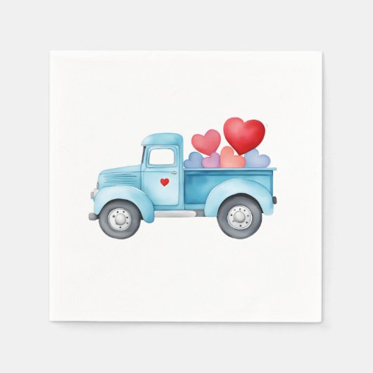 Kleine Blauwe Vrachtwagen Valentijns Partij Servet (Voorkant)