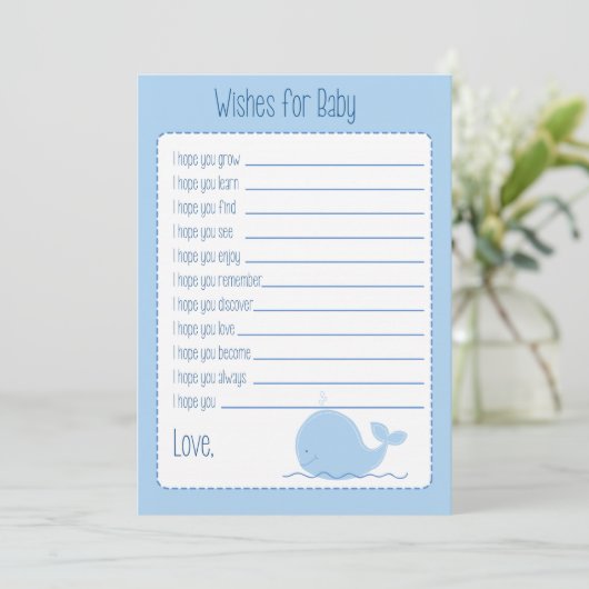 Kleine blauwe walvis voor Baby Kaart (Staand voorkant)