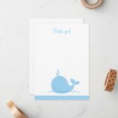 Kleine blauwe walvisflat Dank je wel Notitiekaartje (Voorkant / Achterkant in situ)