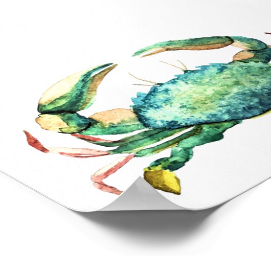 Kleine blauwe Waterverf afdrukken Poster (Hoek)