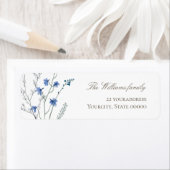 kleine blauwe wilde bloemen Terugkeeradres label (Insitu)
