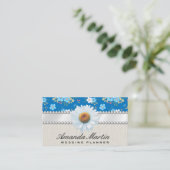 Kleine Blauwe Witte Bloemen Visitekaartje (Staand voorkant)