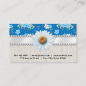 Kleine Blauwe Witte Bloemen Visitekaartje (Achterkant)