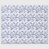 Kleine blauwe witte koi vis cadeaupapier (Vlak)