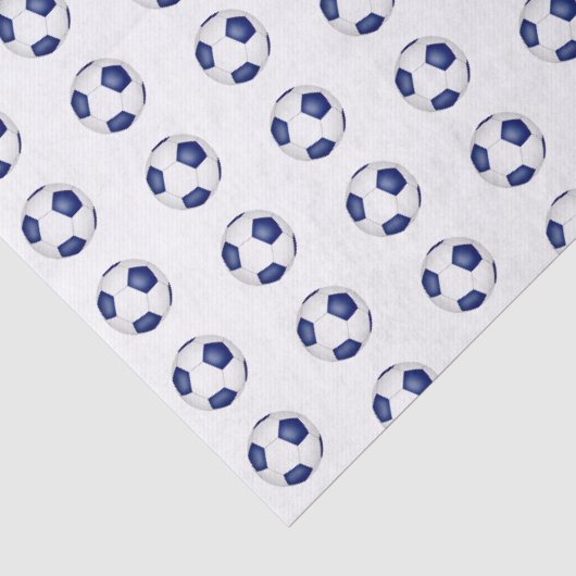 kleine blauwe witte voetbalpatroon tissuepapier (Detail)