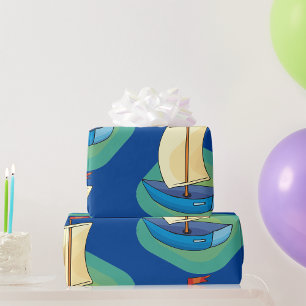 Kleine Blauwe Zeilboot Cadeaupapier