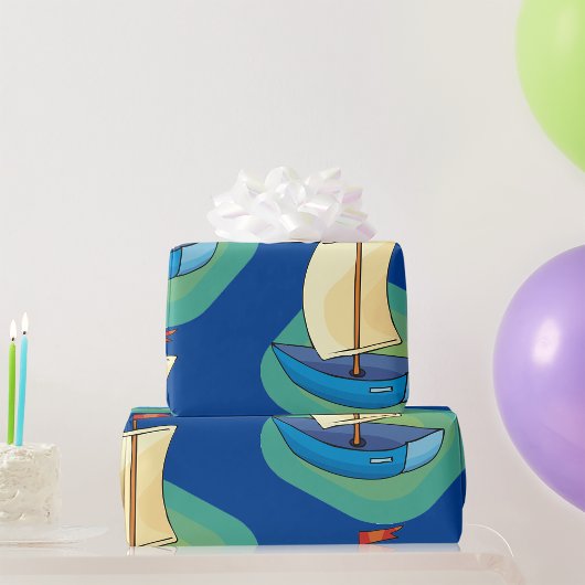 Kleine Blauwe Zeilboot Cadeaupapier