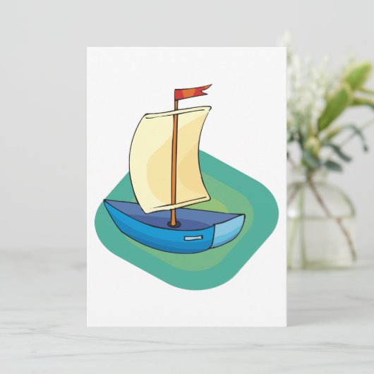 Kleine Blauwe Zeilboot Kaart (Staand voorkant)