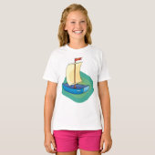 Kleine Blauwe Zeilboot T-shirt (Voorkant volledig)
