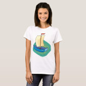 Kleine Blauwe Zeilboot T-shirt (Voorkant volledig)