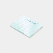 Kleine Bleke Robin Egg Blue Check Post-it® Notes (Schuin)