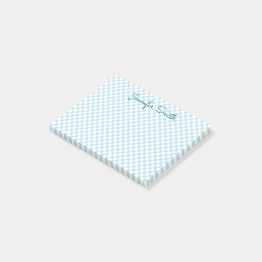 Kleine Bleke Robin Egg Blue Check Post-it® Notes (Schuin)