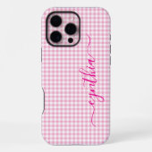 Kleine Bleke Roze Gingham Handtekening iPhone Hoesje (Achterkant)