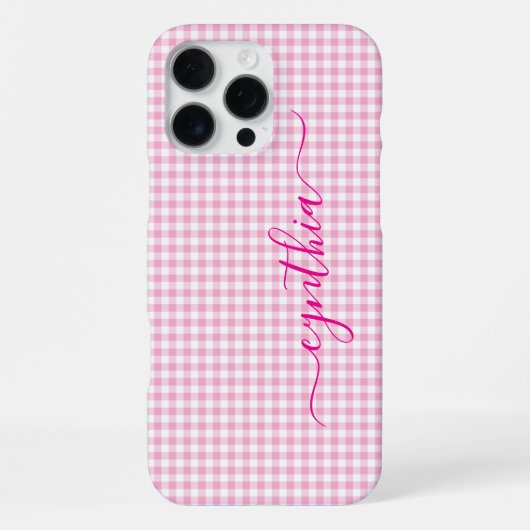 Kleine Bleke Roze Gingham Handtekening iPhone Hoesje (Achterkant)