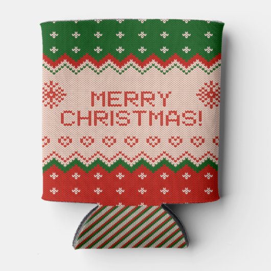 Kleine blikjeskoeler met Kerstmis gebreid (Voorkant)