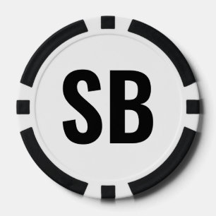 Kleine Blind SB Eenvoudige Zwarte Witte Tekst Poke Poker Chips