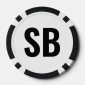 Kleine Blinde SB Eenvoudige Zwart Wit Tekst Poker  Poker Chips (Achterkant)