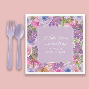 Kleine bloem paarse roze bloemige babyshower voor servet