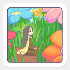 Kleine Bloem - St. Thérèse van Lisieux Vierkante Sticker