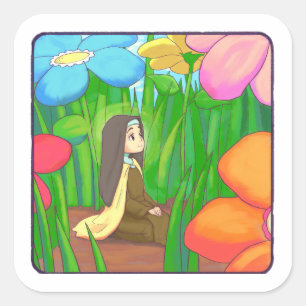Kleine Bloem - St. Thérèse van Lisieux Vierkante Sticker