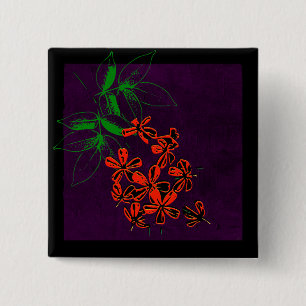 Kleine bloem vierkante button 5,1 cm