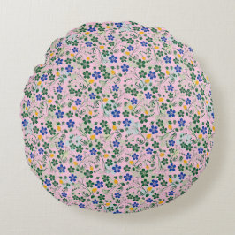 Kleine bloemen 13.w LPink BG Rond Kussen
