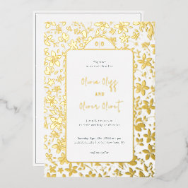 Kleine bloemen bruiloft folie uitnodiging