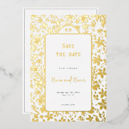 Kleine bloemen bruiloft save the date folie uitnodiging