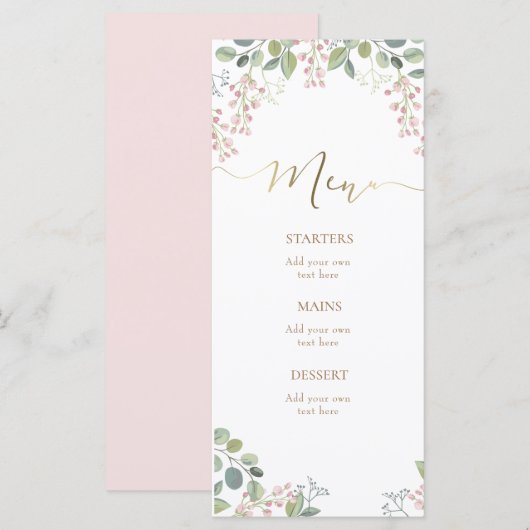 kleine bloemen en groen Menu (Voorkant / Achterkant)