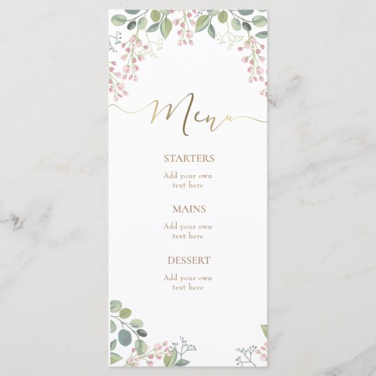 kleine bloemen en groen Menu (Voorkant)