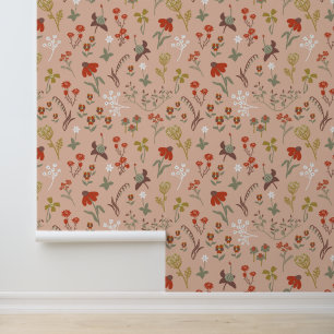 Kleine Bloemen Folk Art Stijl Behang