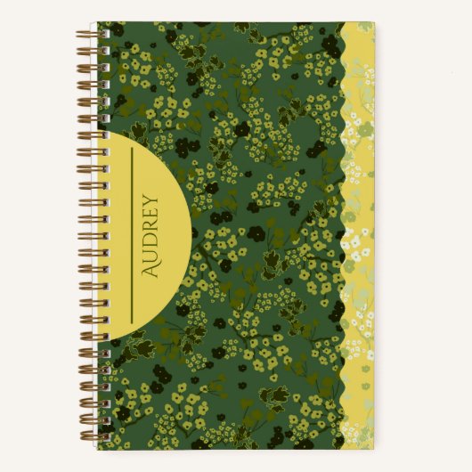 KLEINE BLOEMEN GROEN & GEEL NOTITIEBOEK (Voorkant)