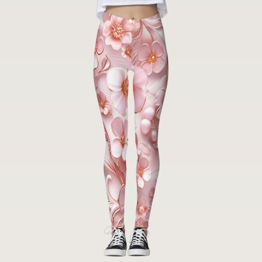 Kleine bloemen in roze Leggings (Voorkant)