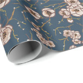 Kleine bloemen lichtblauw patroon cadeaupapier (Rol Hoek)