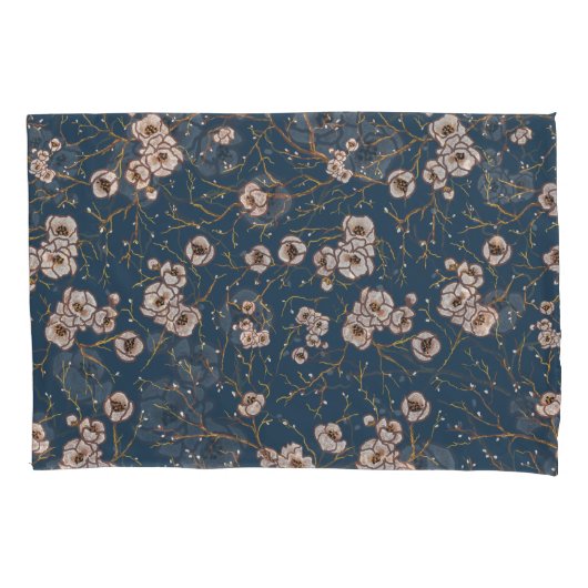 Kleine bloemen lichtblauw patroon kussensloop (Voorkant-Links)