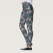 Kleine bloemen lichtblauw patroon leggings (Links)
