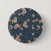 Kleine bloemen lichtblauw patroon ronde button 5,7 cm (Voorkant)