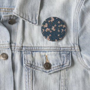 Kleine bloemen lichtblauw patroon ronde button 5,7 cm