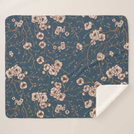 Kleine bloemen lichtblauw patroon sherpa deken