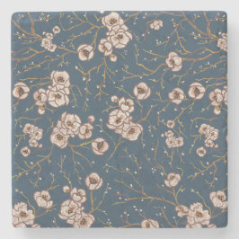 Kleine bloemen lichtblauw patroon stenen onderzetter