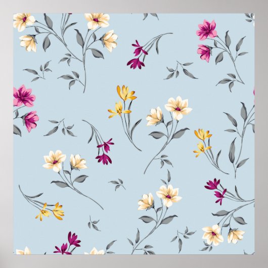 Kleine bloemen met violet en crème verwerpen vlekk poster (Voorkant)