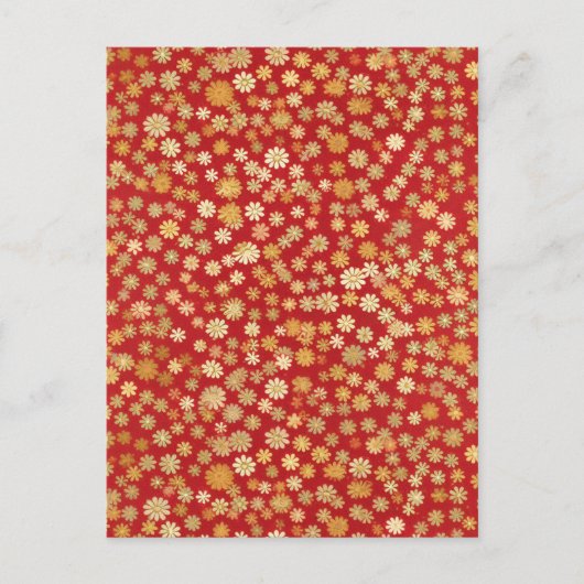 Kleine bloemen op rode achtergrond Chiyogami Briefkaart (Voorkant)