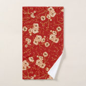 Kleine bloemen op rood patroon bad handdoek (Handdoek)