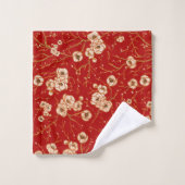 Kleine bloemen op rood patroon bad handdoek (Wasdoekje)